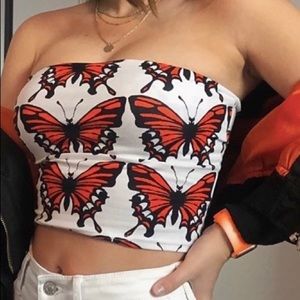 Urban Outfitters orange butterfly tube top